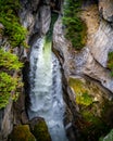 Waterfall of the Maligne River in the Maligne Canyon at First Bridge in Jasper National Park