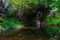 Waterfall in Manteigas Town, Serra da Estrela or Mountain of Star in Portugal called Poco do Inferno or Hell Pit