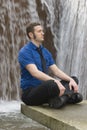 Waterfall meditation Royalty Free Stock Photo