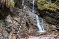 Waterfall and metal ladders in Slovak Paradise National Park