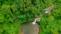 Waterfall in the middle of the forest. Bird eye view , drone Royalty Free Stock Photo