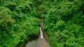 Waterfall in the middle of the forest. Bird eye view , drone Royalty Free Stock Photo