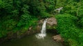 Waterfall in the middle of the forest. Bird eye view , drone Royalty Free Stock Photo