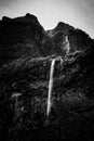 Waterfall in Milford Sound, New Zealand