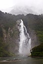 Waterfall-Milford Sound, Water Cruise Royalty Free Stock Photo