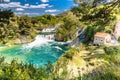 Waterfall And Mill In Krka National Park-Croatia Royalty Free Stock Photo