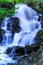 waterfall in mountain forest,travel concept in the wild. Carpathian, Ukraine, copy closeupn Royalty Free Stock Photo