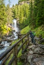 Waterfall mountain landscape. Rabbi Valley, Trentino Alto Adige, Italy