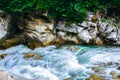 Waterfall in mountain river. Amazing nature. Power of water Royalty Free Stock Photo