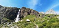 Waterfall in the mountains- Cervino Waterfall - Breuil-Cervinia, Italy Royalty Free Stock Photo