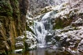 Waterfall in mountains. Famous Kamienczyk waterfall in the Karkonosze National Park in Sudety mountains Royalty Free Stock Photo