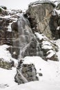 Waterfall in mountains at winter