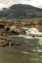 The waterfall in the national park Stora SjÃÂ¶fallet in Sweden. This is made near the Storasjofallet Mountain lodge. Made in the