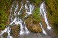 Mountain cascade river waterfall. Aerial drone view Royalty Free Stock Photo