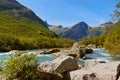 Waterfall near Briksdal glacier - Norway Royalty Free Stock Photo