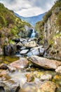 Waterfall near Llyn Idwal a small lake that lies within Cwm Idwal Royalty Free Stock Photo