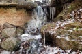 Waterfall near Maras chamber sand caves in Latvia Royalty Free Stock Photo