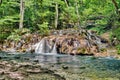 Waterfall in Nera Gorge Beusnita National Park, Romania Royalty Free Stock Photo