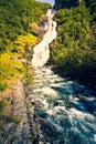 Waterfall and stream in mountains - Norway, Scandinavia Royalty Free Stock Photo