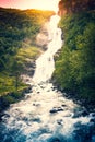 Waterfall and stream in mountains - Norway, Scandinavia Royalty Free Stock Photo