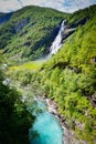 Waterfall and stream in mountains - Norway, Scandinavia Royalty Free Stock Photo