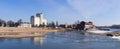 Waterfall on Odra river in Brzeg, Poland