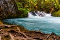 Waterfall in Oregon Forest in the Cascades Royalty Free Stock Photo