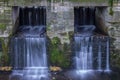 The waterfall out dam of city pond in Bueckeburg, Germany