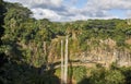 The waterfall outsde the small town of Chameral in the rain forest of the Island of Mauritius. Royalty Free Stock Photo