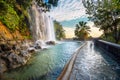 Waterfall in Parc de la Colline du Chateau. Nice, Cote d`Azur, France