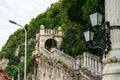 Waterfall park mountain statue stone in Budapest, Hungary