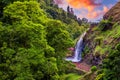 Waterfall at Parque Natural Da Ribeira Dos Caldeiroes, Sao Miguel, Azores, Portugal. Beautiful waterfall surrounded with