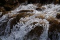 Amazing waterfall like fog around stones Royalty Free Stock Photo