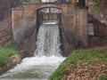 Waterfall in the pla de urgell canal, lerida, spain, europe