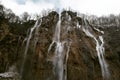 Waterfall in Plitvice lakes in winter Royalty Free Stock Photo