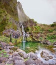 Waterfall Poco do Bacalhau at the Azores island of Flores