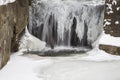 Waterfall at the pond Muehlenteich, Georgsmarienhuette, Lower Saxony, Germany