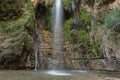 Waterfall and pool in the desert. Waterfall, Ein Gedi, Israel Royalty Free Stock Photo