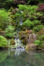 Cascading waterfall in japanese garden at portland Royalty Free Stock Photo