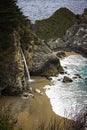 Waterfall Pours onto Beach in California along Highway 1