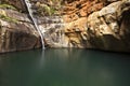 Waterfall and quiet pool of water