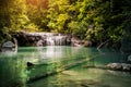 Waterfall in rain forest in summer, the warmest season of the year in Thailand Royalty Free Stock Photo