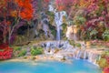 Waterfall in rain forest (Tat Kuang Si Waterfalls at Luang prabang, Laos.)