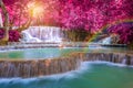 Waterfall in rain forest (Tat Kuang Si Waterfalls at Luang prabang, Laos.)