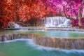 Waterfall in rain forest (Tat Kuang Si Waterfalls Royalty Free Stock Photo