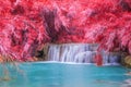 Waterfall in rain forest (Tat Kuang Si Waterfalls Royalty Free Stock Photo