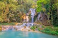 Waterfall in rain forest (Tat Kuang Si Waterfalls Royalty Free Stock Photo