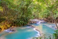 Waterfall in rain forest (Tat Kuang Si Waterfalls Royalty Free Stock Photo