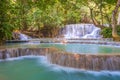 Waterfall in rain forest (Tat Kuang Si Waterfalls Royalty Free Stock Photo