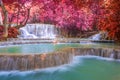 Waterfall in rain forest (Tat Kuang Si Waterfalls at Luang prabang